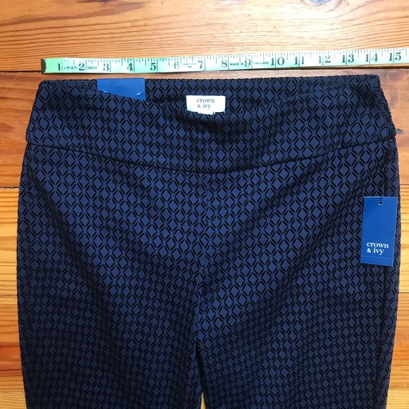 Crown & Ivy Navy Black Velvet Work Pants, NWT, 2 - Picture 7 of 13